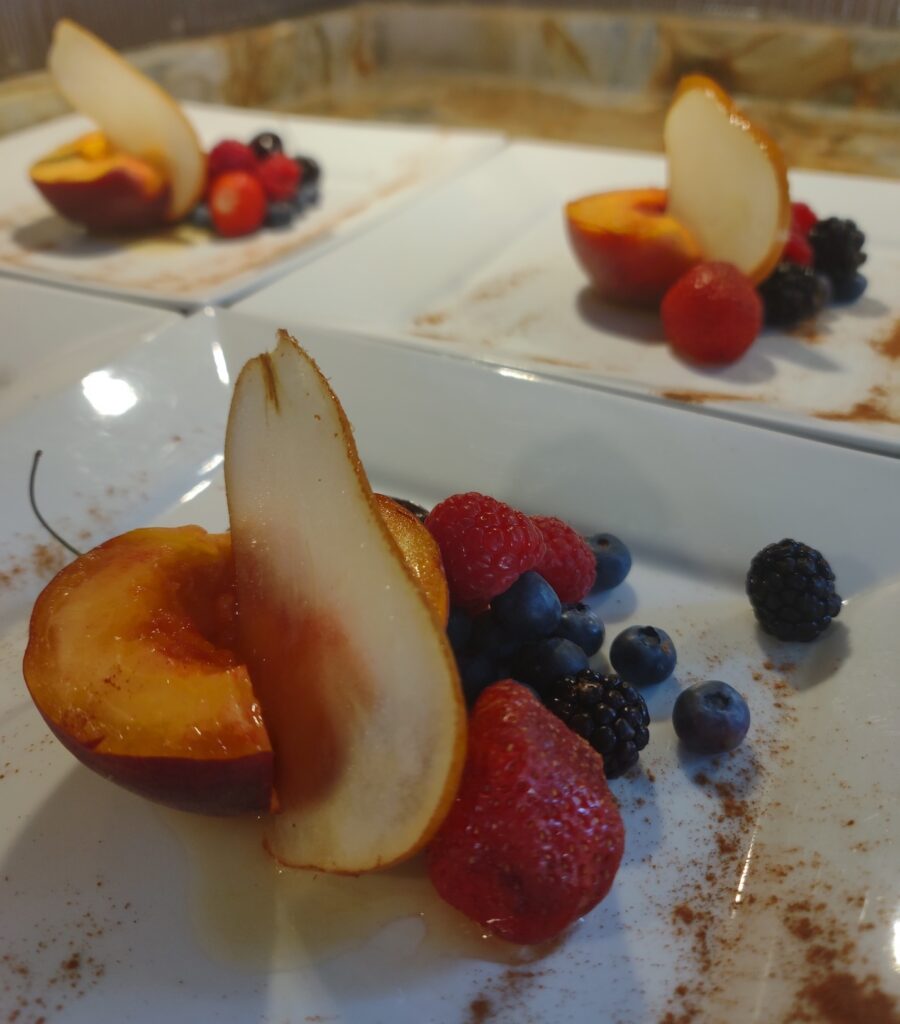 peaches and pear fruit plate
